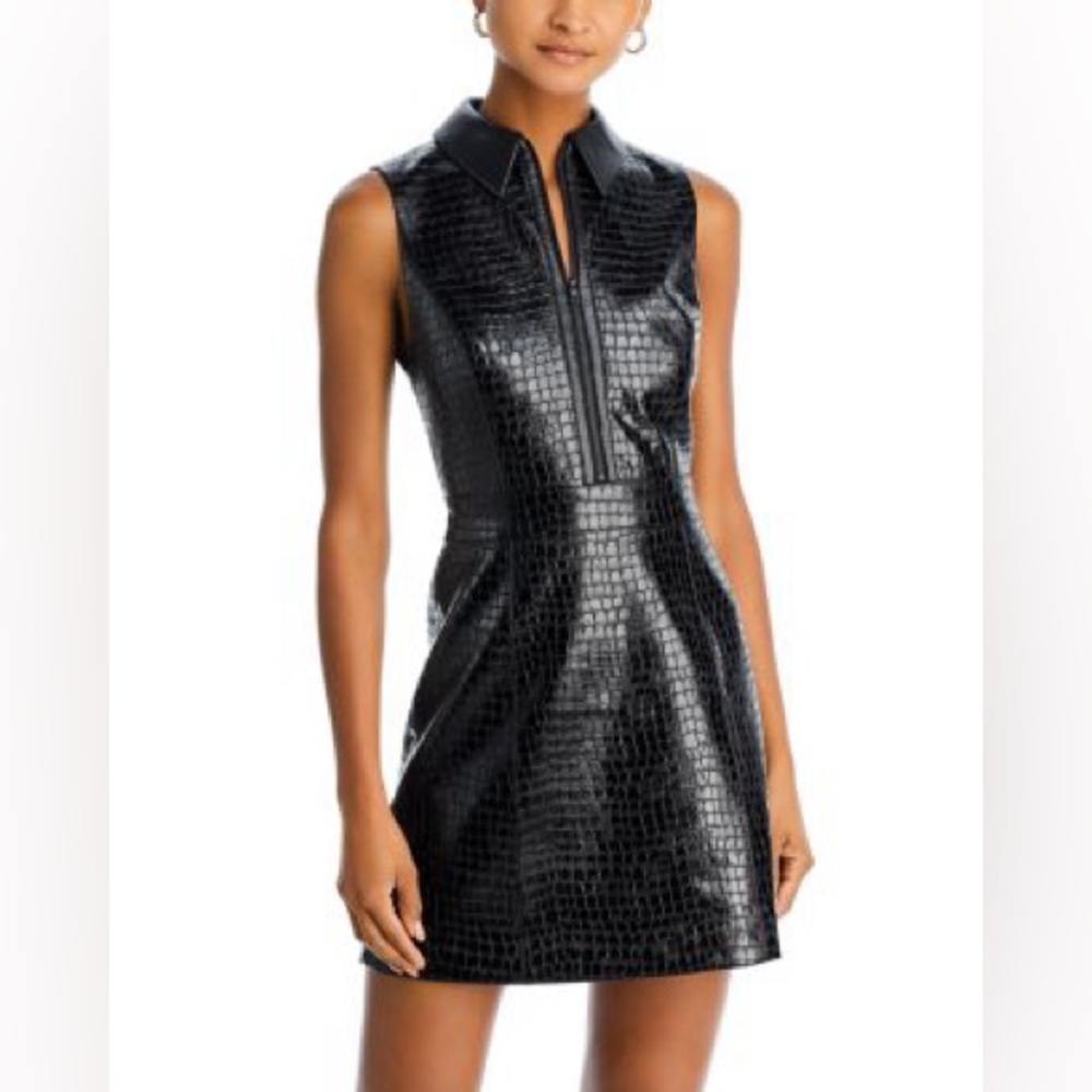 Alice and Olivia Ellis Sleeveless Faux Leather Mini Dress sz 6 NEW